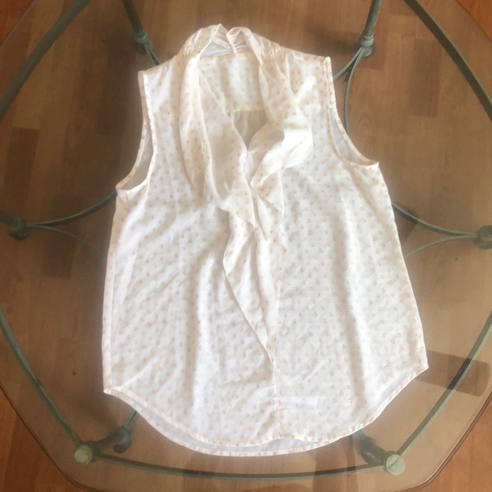 Beige Swiss Dot Ruffle shell